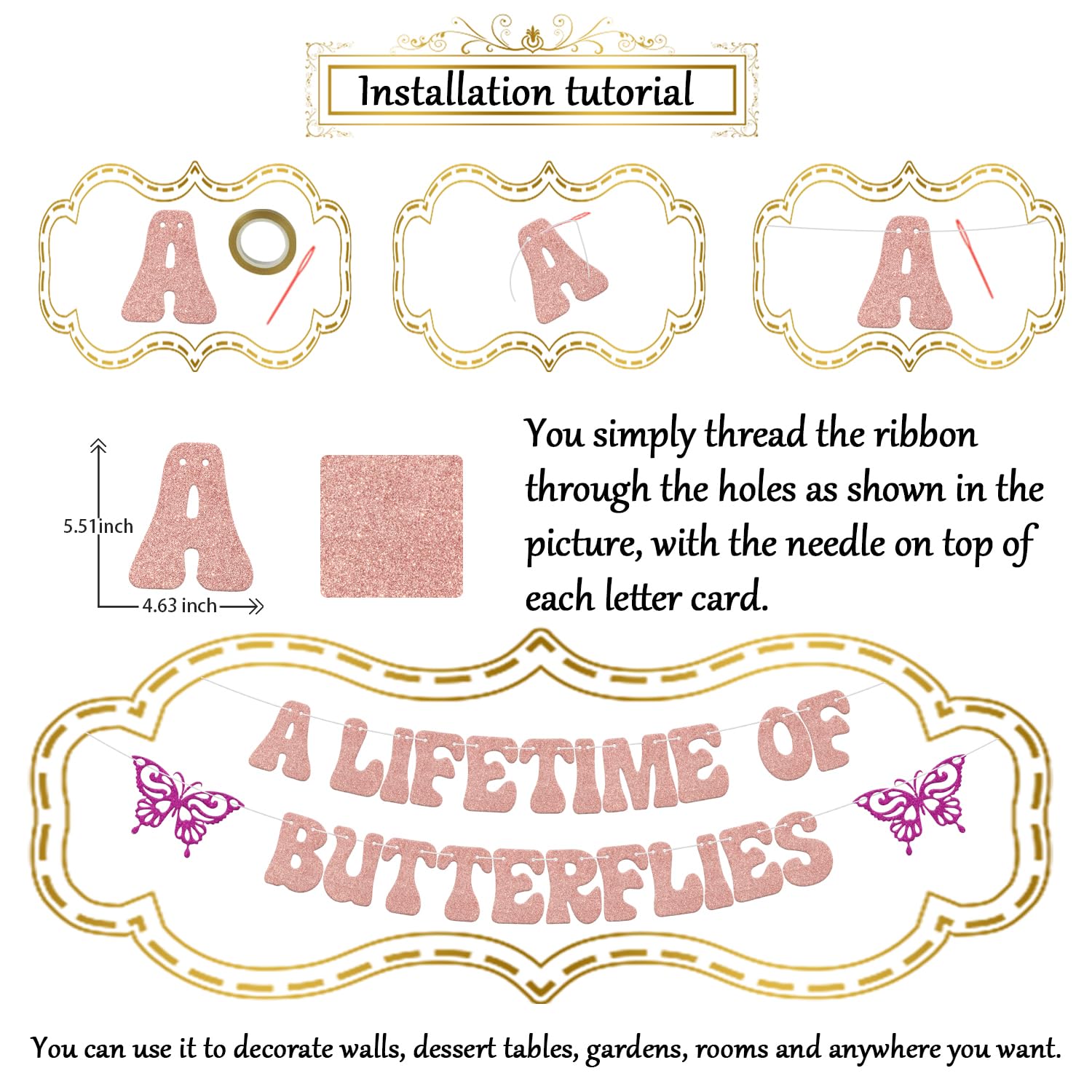 A Lifetime of Butterflies Banner, Butterfly Bridal Shower Decor Sign, Butterfly Theme Wedding Bachelorette Party Decorations, Butterfly Themed Engagement Party Supplies