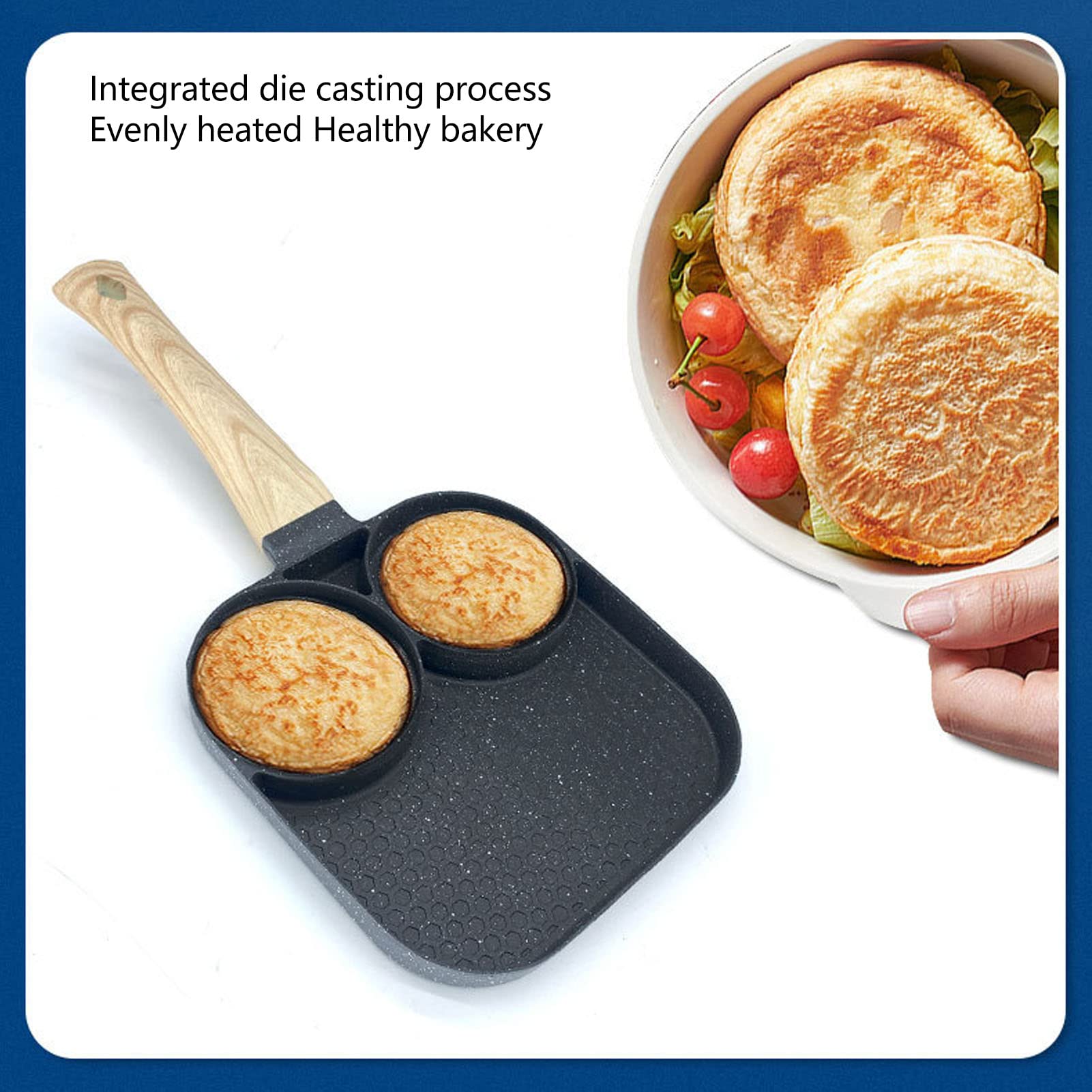 Pots,3 in 1 Breakfast Pan Prevents Stick Heat Resnt Divided Grill Frying Pan for Gas Stove Induction Cooker