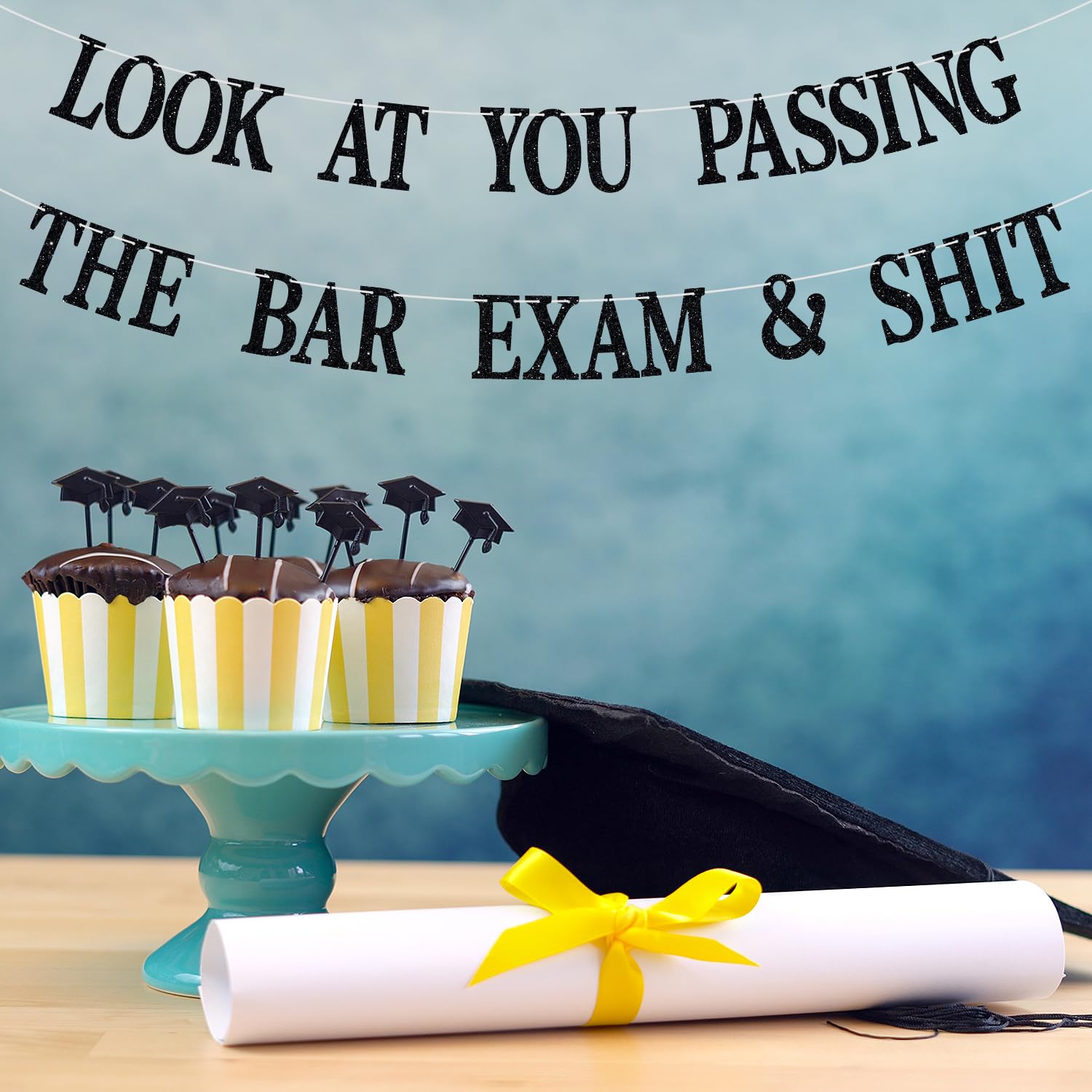 Congrats Lawyer Grad Banner, Future Lawyer, Passed the Bar Exam Banner, Glittery Class of 2024 Law School Graduation Party Decorations Backdrop Gifts