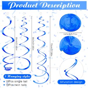 Yuxung 36 Pcs Party Hanging Swirl Decorations Plastic Streamer Swirls Party Decorations Spiral Decorations for Ceiling Birthday Wedding Baby Shower (Blue)