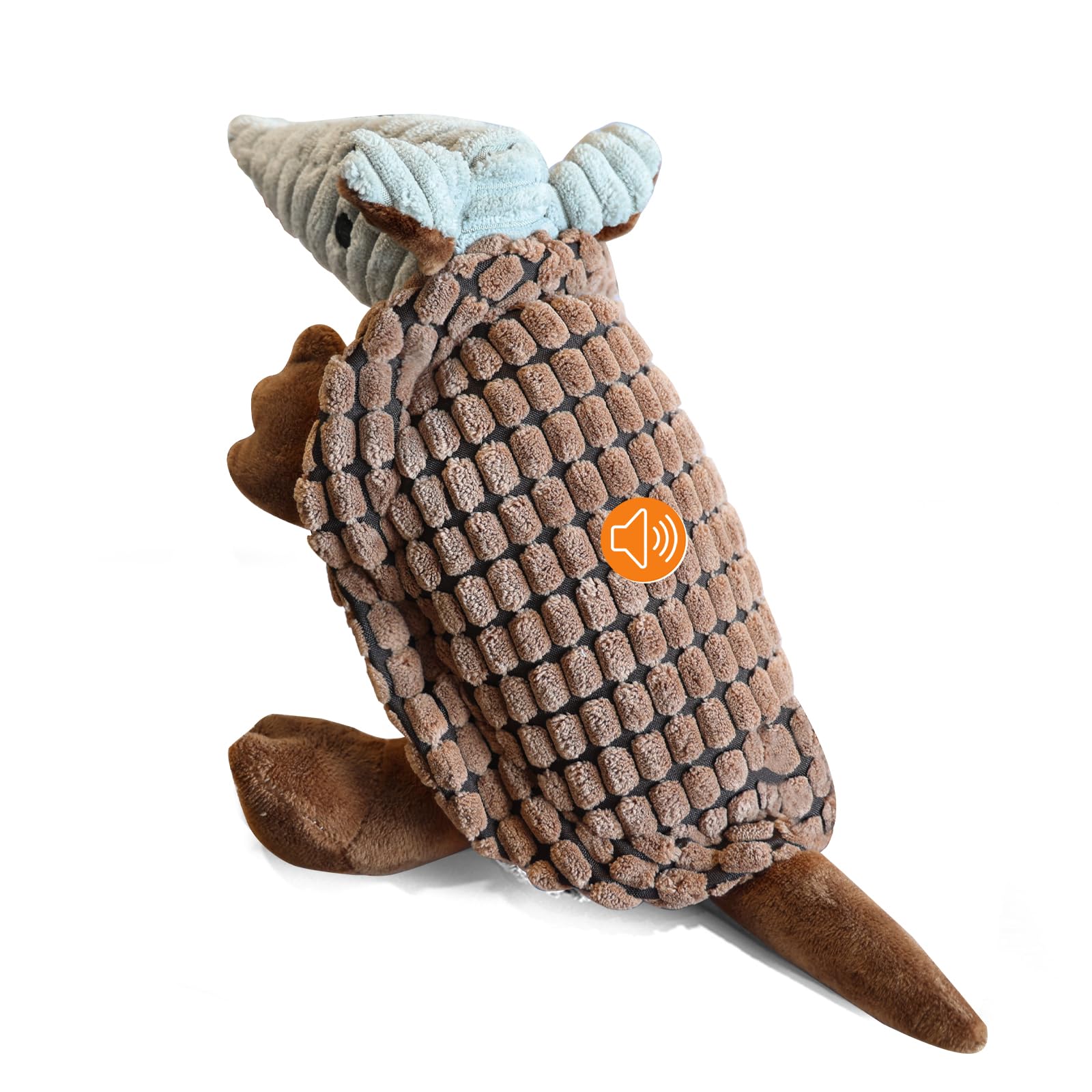 PLYFOU Squeaky Dog Toys, 12 Inch Plush Dog Toys, Stuffed Toys for Small Medium Large All Breed Sizes Dogs, Big Armadillo Animals Toy, Puppy Chew Toy with Clean Teeth, Brown