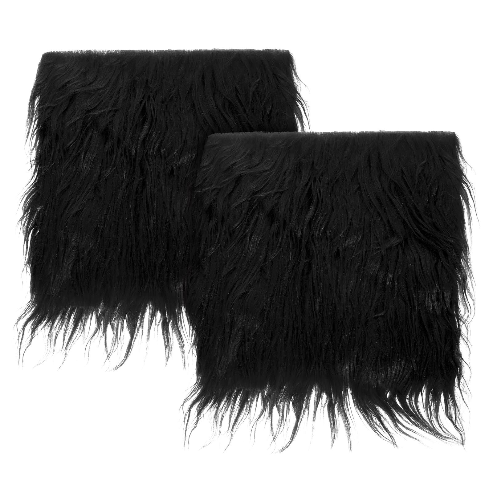 PATIKIL Plush Faux Fur Fabric Square, 2 Pcs 10" x 10" Fluffy Faux Fur Patches Cuts for DIY Crafts Christmas Halloween Gnome Beard, Black