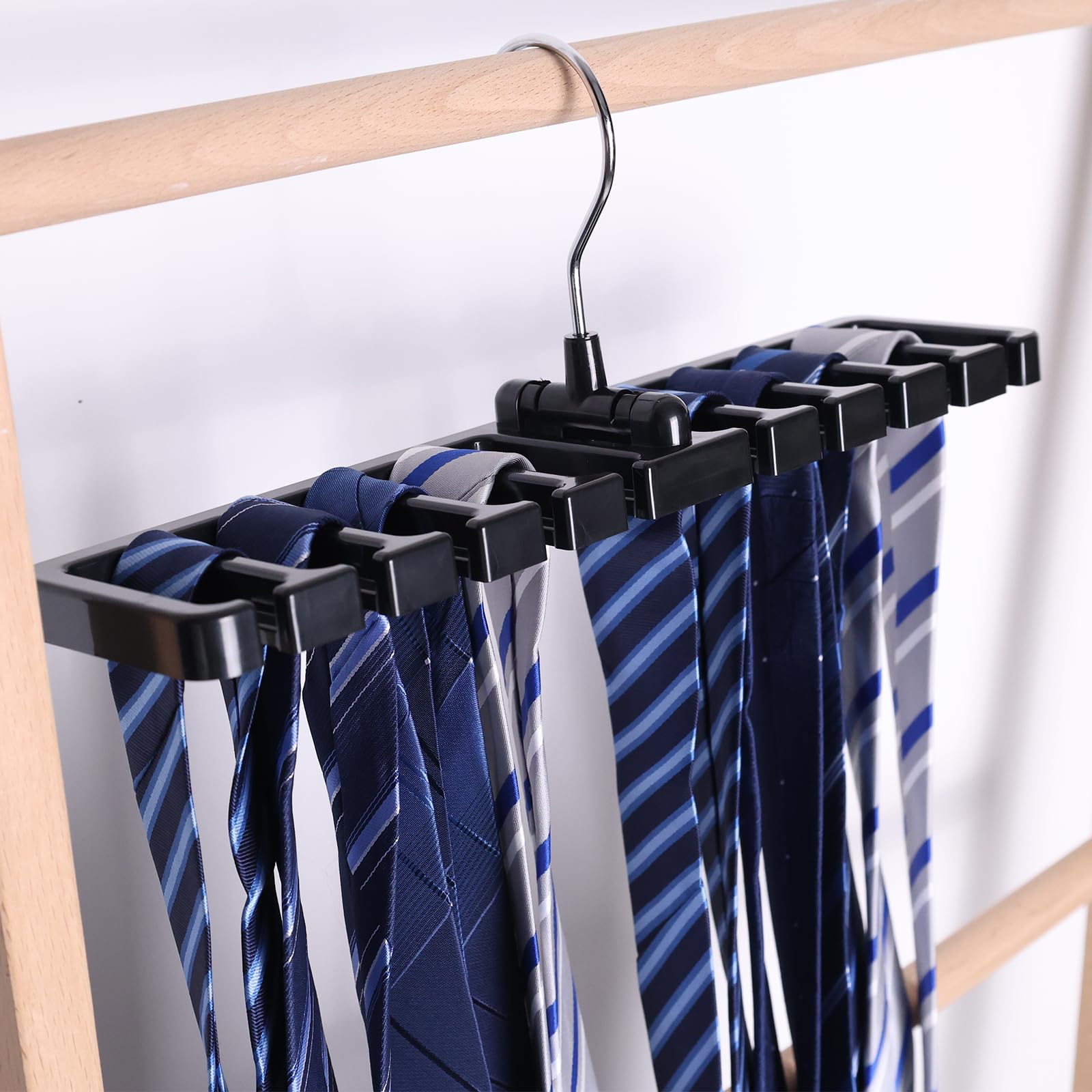 JOHOUSE 2PCS Belt Racks, 12x3x4.1inch Storage Organizer Hanger Holder Closet tie Racks Hangers for Men Women Black