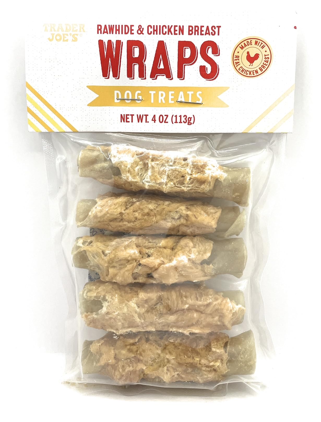 Rawhide & Chicken Breast Wraps Dog Treats by Trader Joes 4 oz (113g) – Pack of 2