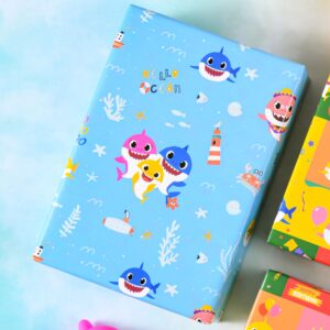 Sikiweiter Shark Wrapping Paper -Ocean Shark Wrapping Paper for Baby Boys Girls, 12 Sheets Shark Wrapping Paper for Baby Shower Birthday Christmas, 19.7 x 27.6 Inches Per Sheet