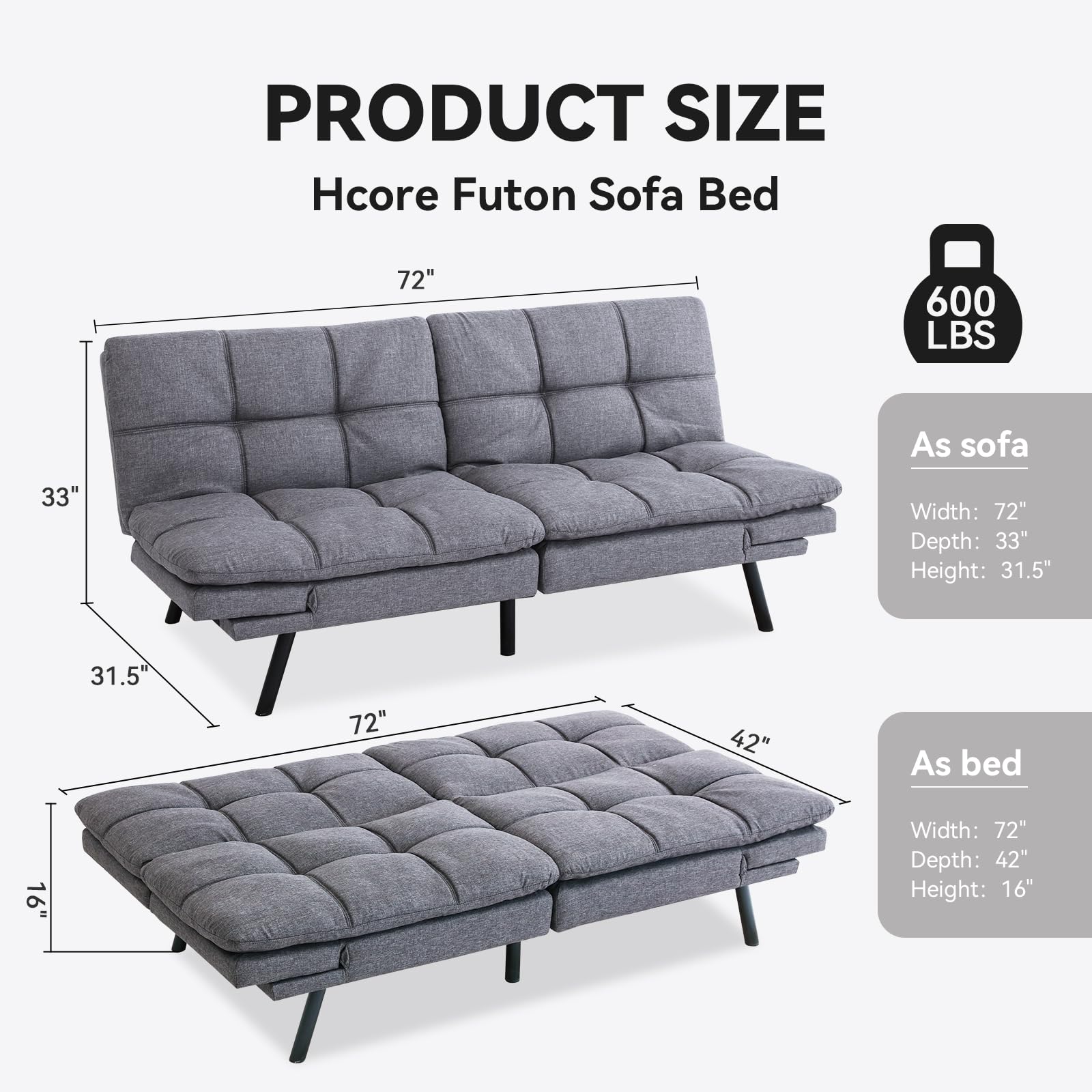 Hcore JC-HSF Sofabed, Grey