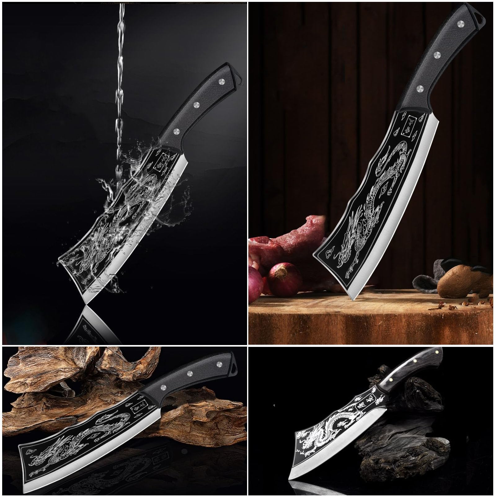 SIRDIKA Hand Forged Kitchen Butcher Knife - Handmade Dragon Slaying Knife Heavy 2.5/4/5/6/7.0MM Thickness Duty Meat Cleaver Knife 4cr High Carbon Steel Bone Chopper with Sheath (7.0MM-(1.11kg))