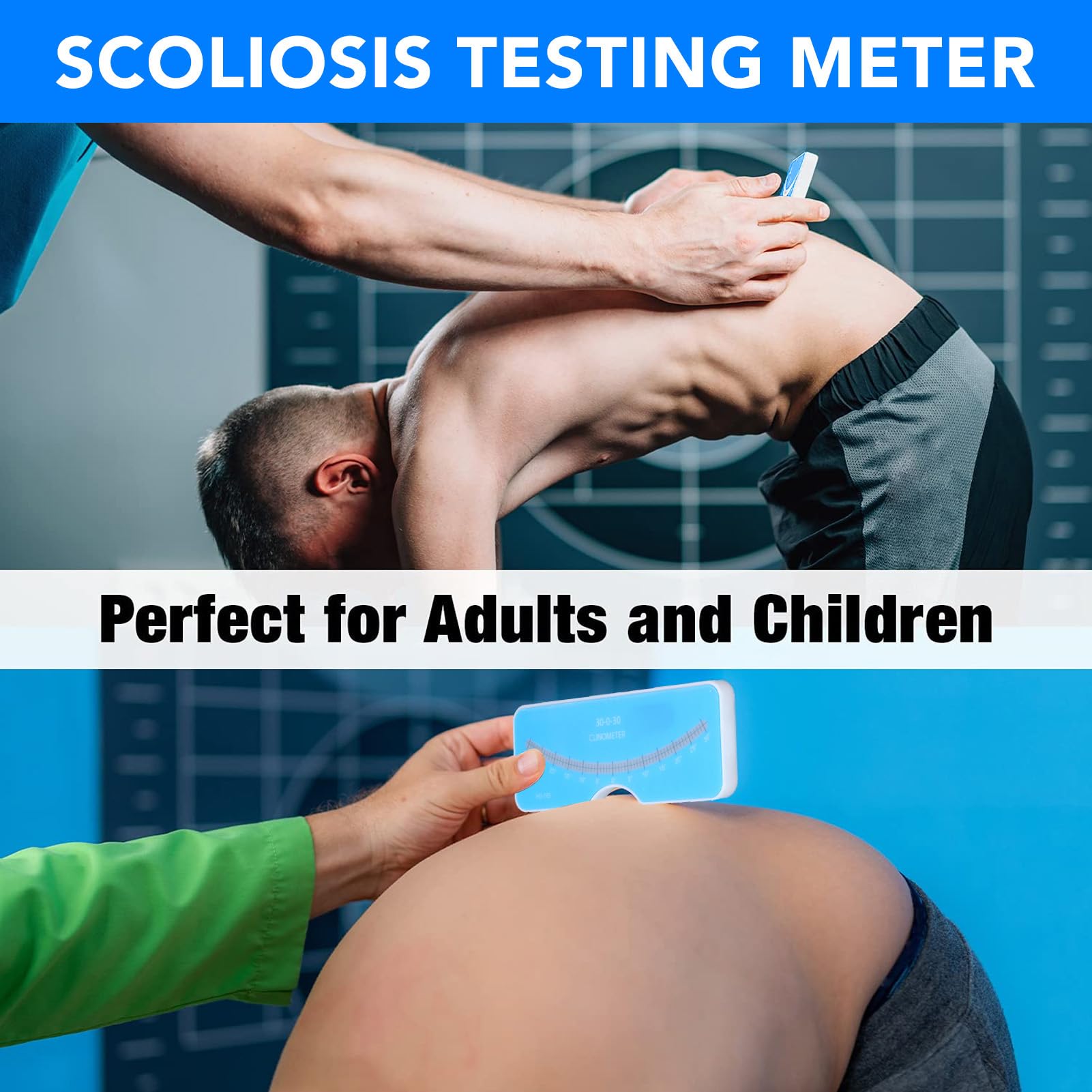 Scoliosis Testing Meter, Scoliosis Evaluation Tool Scoliosis Evaluation Scoliometer Portable 0 to 30 Degrees Back Spine Scoliosis Measuring Tool for Adults Children