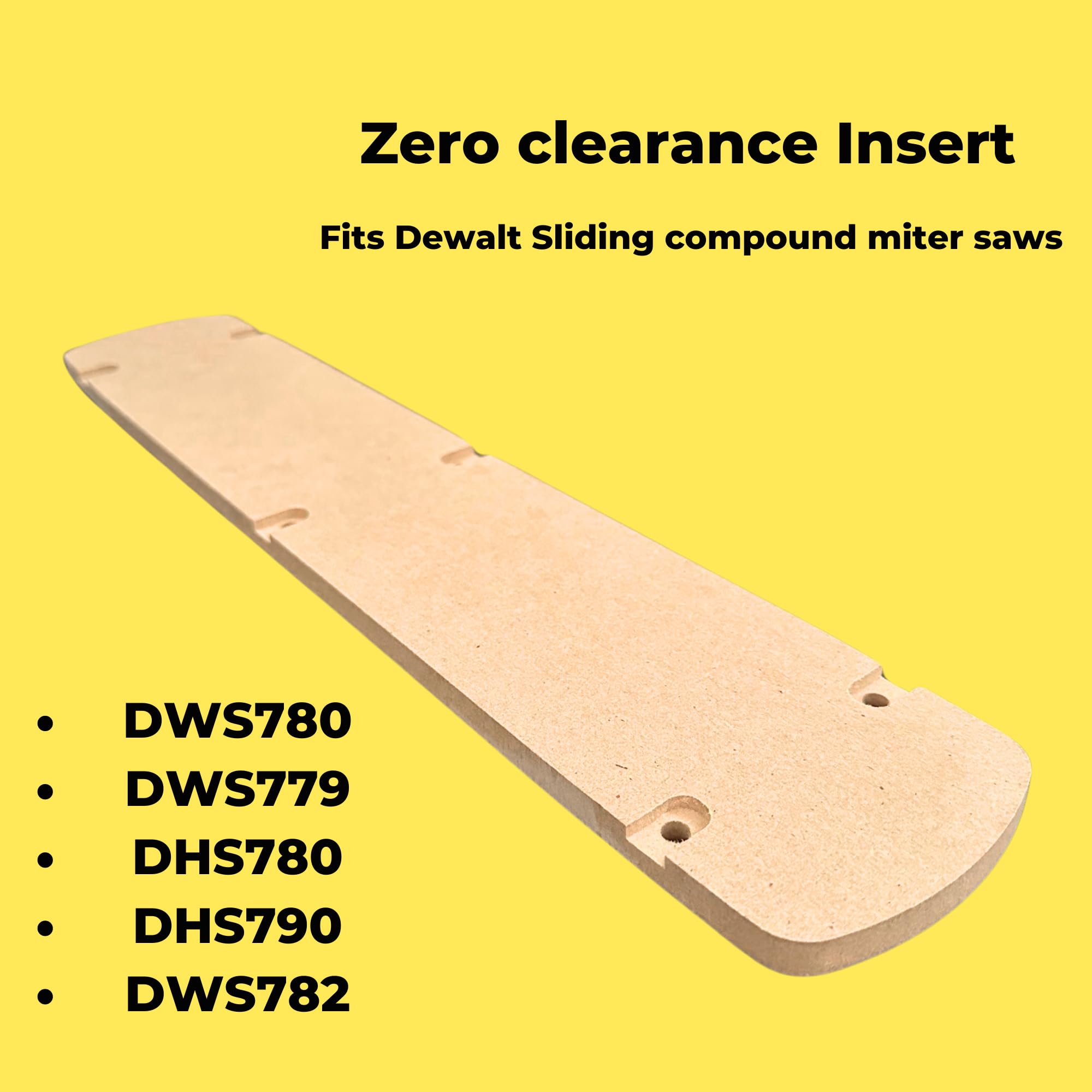 Zero Clearance Insert | Compatible with Dewalt Sliding Compound Miter Saws DHS780, DHS790, DWS779, DWS782 and DWS 780 Dewalt Miter Saw | Durable, Noise Reducing & Safe | Accessories Made in USA