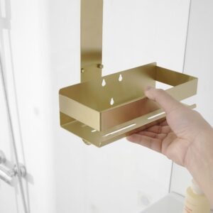 Beelee Over Door Shower Organizer：2 Tier Shower Caddy Hanging Brushed Gold Bathroom Organizer Shelf