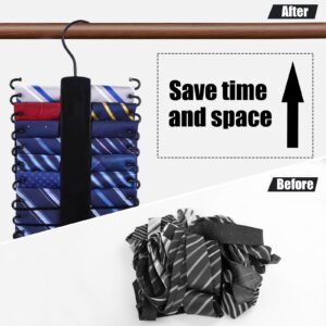 JOHOUSE Wooden Tie Rack, Tie Hanger for Men Closet 20 Hooks 360 Degree Rotating Tie Organizer Hanging Space Saving Holder for Belt Scarf Tie Black