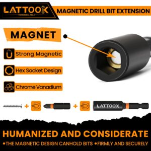 Drill Bit Extension Set, LATTOOK 6PCS Magnetic Drill Extension Bit Holder for Impact Driver, 1/4" Hex Shank Drill Bit Extender, 2.3'', 4'', 6'' Drill Bit Extension