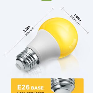 LOHAS Bug Light Bulb Yellow LED Bulbs, Outdoor Porch Lights, Amber Bedroom Night Light Bulb A15 Bugs LED Bulbs, 40W Equivalent E26 Edison Bulb(5W), Warm LEDs Hallway Lighting Decorative Lamps(4 Pack)