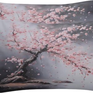 OmErsa Japanese Cherry Blossom Duvet Cover Queen Size Set, Asian Bedding Bedroom Decor, Comforter Cover & 2 Pillowcases 3 Pieces, Home Collection Quilt Cover