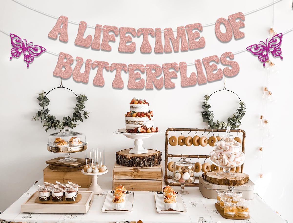 A Lifetime of Butterflies Banner, Butterfly Bridal Shower Decor Sign, Butterfly Theme Wedding Bachelorette Party Decorations, Butterfly Themed Engagement Party Supplies