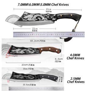 SIRDIKA Hand Forged Kitchen Butcher Knife - Handmade Dragon Slaying Knife Heavy 2.5/4/5/6/7.0MM Thickness Duty Meat Cleaver Knife 4cr High Carbon Steel Bone Chopper with Sheath (7.0MM-(1.11kg))