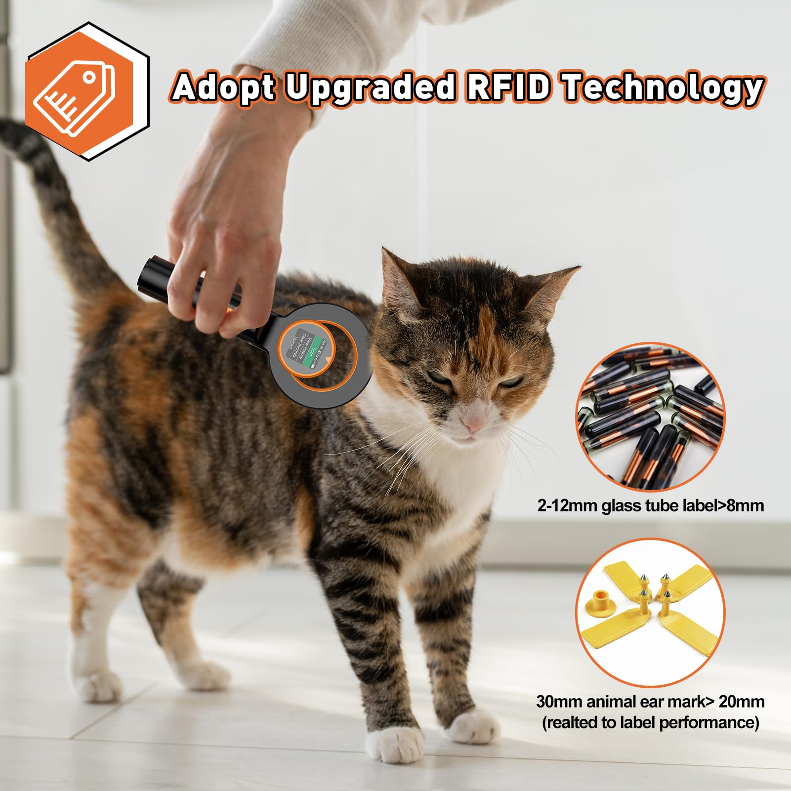 Pet Microchip Scanner,Alacrity 3-IN-1 Connections(2.4GHz Wireless+Bluetooth+USB)Animal Universal Microchip Tag Reader Scanner with 1.44” TFT Screen,800mA*H Rechargeable Battery,240 Pieces Data Storage