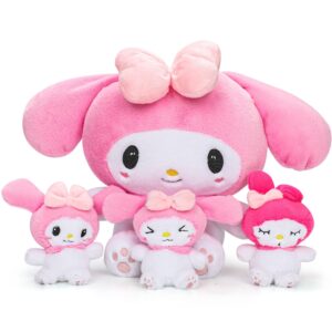 teluhui 16 inch anime plush - japanese anime mommy with 3 babies plush kawaii stuffed animals plushie pillows decor gift birthday thanksgiving for fans boys girls