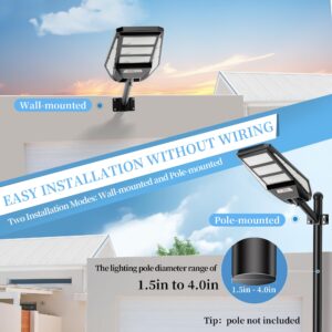 4800W Solar Street Lights Outdoor - Solar Lights Outdoor Waterproof, 7000K LED Solar Parking Lot Lights Commercial Dusk to Dawn, Street Lights Solar Powered Motion Sensor for Street, Outside, Yard