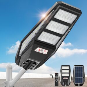 4800w solar street lights outdoor - solar lights outdoor waterproof, 7000k led solar parking lot lights commercial dusk to dawn, street lights solar powered motion sensor for street, outside, yard