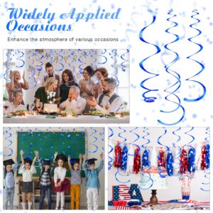 Yuxung 36 Pcs Party Hanging Swirl Decorations Plastic Streamer Swirls Party Decorations Spiral Decorations for Ceiling Birthday Wedding Baby Shower (Blue)