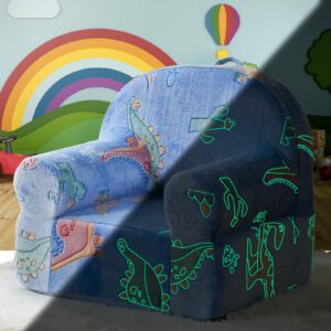 ilpeod toddler chair sherpa couch sherpa kids chair, cuddly comfy toddler plush chair toddler couch reading chair for kids glow in the dark dinosaur