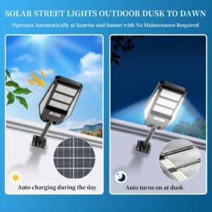 4800W Solar Street Lights Outdoor - Solar Lights Outdoor Waterproof, 7000K LED Solar Parking Lot Lights Commercial Dusk to Dawn, Street Lights Solar Powered Motion Sensor for Street, Outside, Yard