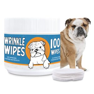 Eye Wipes (120Wipes) + Wrinkle Wipes for Bulldogs(100Wipes) - Clean Wrinkles, Tear Stains, Tail Pockets and Paws