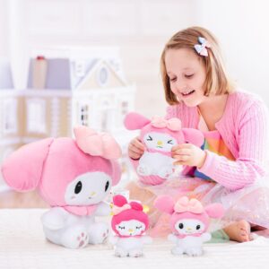 Teluhui 16 Inch Anime Plush - Japanese Anime Mommy with 3 Babies Plush Kawaii Stuffed Animals Plushie Pillows Decor Gift Birthday Thanksgiving for Fans Boys Girls