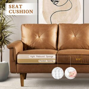 CAODOC 71" Modern Upholstered Sofa Couch 3 Seater Couches for Living Room Sectional Sofas with Solid Wood Legs, Polyester Fibre Couch for Small Spaces,Bedroom,Apartment,Dorm,Office,Light Brown