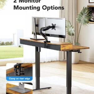 HUANUO 48" x 26" Electric Standing Desk with 2 Drawers & 26.7" Large Keyboard Tray, C-Clamp Mount Compatible, Adjustable Computer Desk for Home Office, Stand Up Desk with 4 Height Presets, Vintage