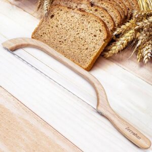 Zerymhan Wooden Sourdough Bread Knife,16" Serrated Bread Cutter for Homemade Bread,Bagels, Baguettes and More,Bow Bread Knife,Fiddle Bow Design Easy to Cutting,Premium Carbon Steel