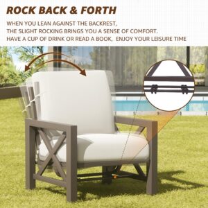 NATURAL EXPRESSIONS Patio Furniture Sets, 4 Pieces Outdoor Furniture Modern Metal Patio Sectional Sofa Conversation Set,2 Motion Rocking Chairs,6.5" Olefin Cushions for Yard,Porch,Poolside