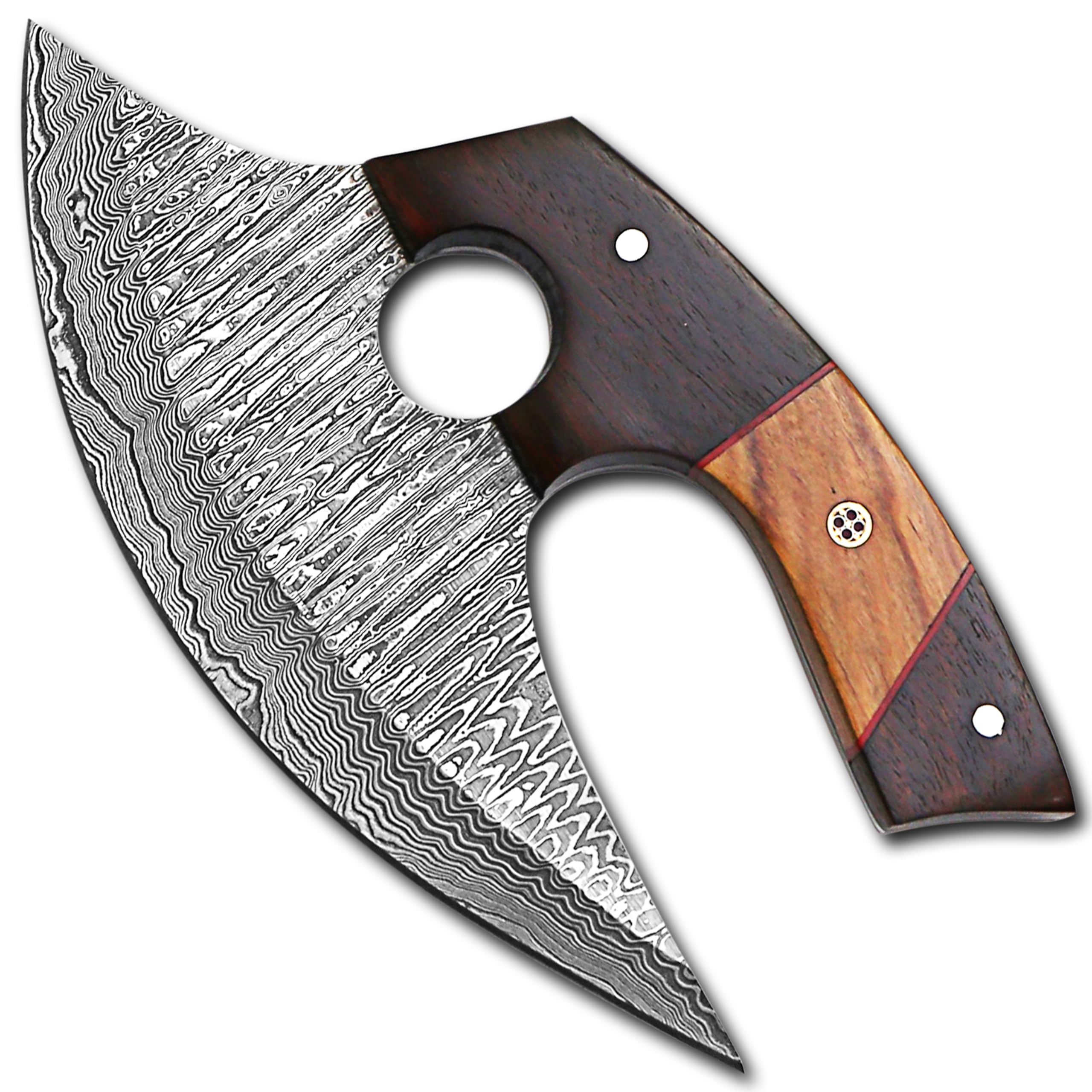 RC Damascus ULU Knife with Free Leather Sheath-7.4"Handmade Pizza Cutter with Non-Slip Handle-Alaskan Ulu Knife Used For Multi-Purpose And Gifting"Your SATISFACTION its ultimate goal!