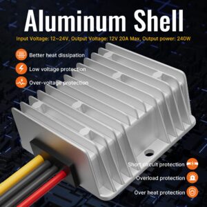 RVBOATPAT Step Down Converter 18V to 12V for Milwaukee M18 Power Wheel Battery Adapter DC 12V 20A 240W Buck Converter DC Voltage Regulator