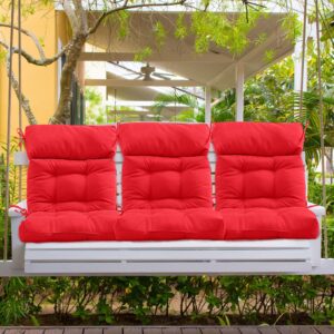 Barydat 4 Pack High Back Chair Cushion Indoor Outdoor Tufted Seat and Back Chair Cushions Rocking Chair Pads Lounge Porch Seat Cushion with Ties for Patio Furniture, 43.4 x 21 x 3.3 Inch(Red)