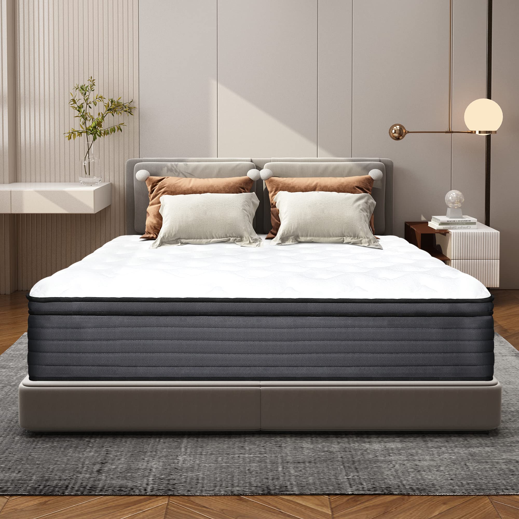 Ladinimo Full Mattress, Medium Firm Hybrid Mattress with High Density Foam & Motion Isolation with Individually Wrapped Pocket Coils Mattresses,Full Size Mattresses