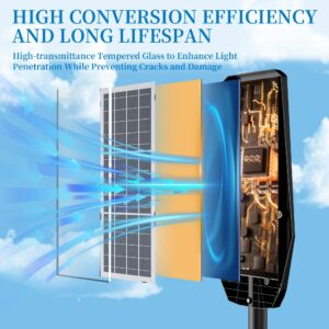 4800W Solar Street Lights Outdoor - Solar Lights Outdoor Waterproof, 7000K LED Solar Parking Lot Lights Commercial Dusk to Dawn, Street Lights Solar Powered Motion Sensor for Street, Outside, Yard