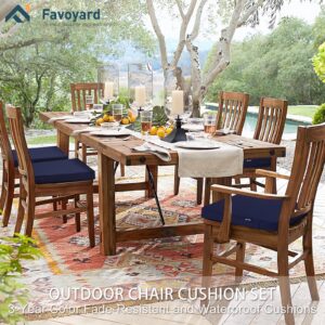 Favoyard Outdoor Chair Cushions 19"W x 19"D x 2"T Set of 4 Patio Chairs Cushions 3-Year Fade Resistant & Waterproof Cushions for Outdoor Furniture with Hidden Zipper, Attach Straps for Dining Chairs