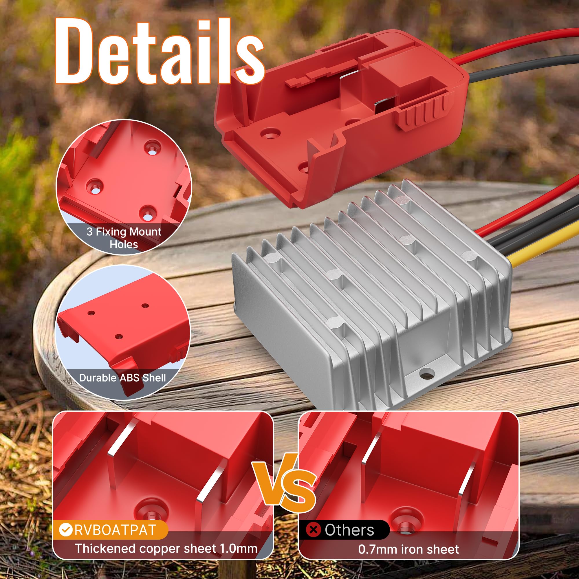 RVBOATPAT Step Down Converter 18V to 12V for Milwaukee M18 Power Wheel Battery Adapter DC 12V 20A 240W Buck Converter DC Voltage Regulator