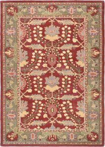 restoration and renovation traditional handcrafted area rug, classic oriental pattern, premium wool, rich red & gold with floral accents, 8x10 feet - living room bedroom carpet (rust, 6' x 9')