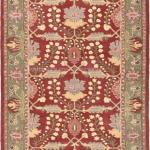 Restoration and Renovation Traditional Handcrafted Area Rug, Classic Oriental Pattern, Premium Wool, Rich Red & Gold with Floral Accents, 8x10 Feet - Living Room Bedroom Carpet (Rust, 6' x 9')