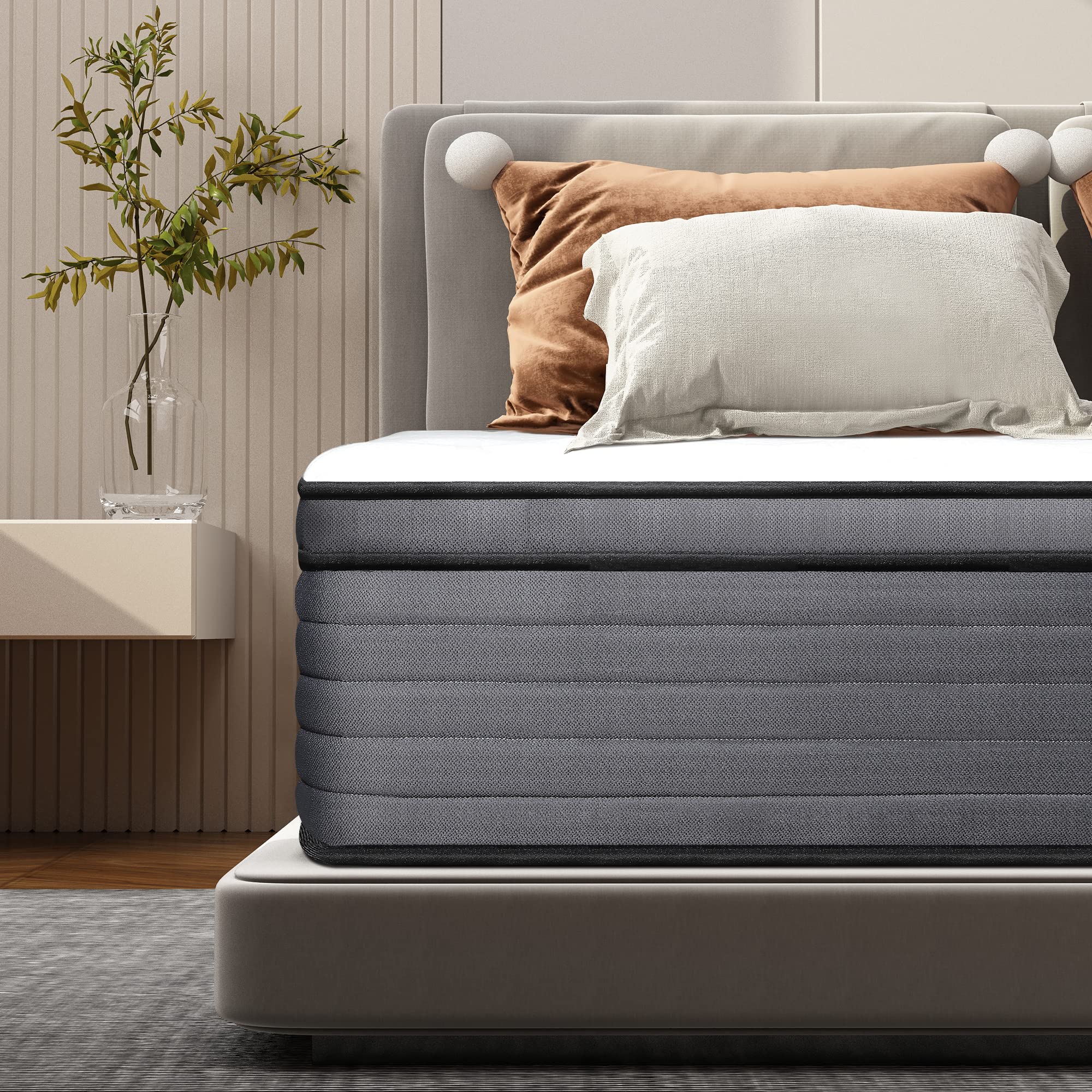 Ladinimo Full Mattress, Medium Firm Hybrid Mattress with High Density Foam & Motion Isolation with Individually Wrapped Pocket Coils Mattresses,Full Size Mattresses