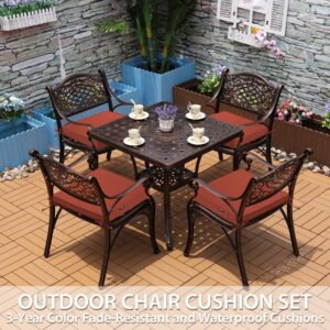 Favoyard Outdoor Chair Cushions 17"W x 16"D x 2"T Set of 4 Patio Chairs Cushions 3-Year Fade Resistant & Waterproof Cushions for Outdoor Furniture with Hidden Zipper, Attach Straps for Dining Chairs