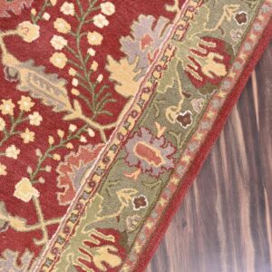 Restoration and Renovation Traditional Handcrafted Area Rug, Classic Oriental Pattern, Premium Wool, Rich Red & Gold with Floral Accents, 8x10 Feet - Living Room Bedroom Carpet (Rust, 6' x 9')