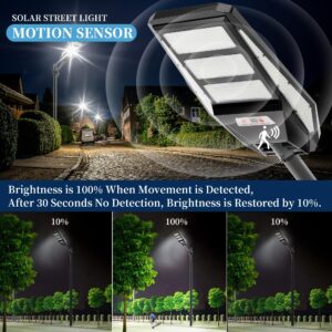 4800W Solar Street Lights Outdoor - Solar Lights Outdoor Waterproof, 7000K LED Solar Parking Lot Lights Commercial Dusk to Dawn, Street Lights Solar Powered Motion Sensor for Street, Outside, Yard