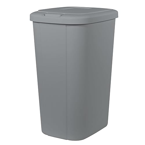 FGriD 13.3 Gallon Trash Can, Plastic Touch Top Kitchen Trash Can, Grey