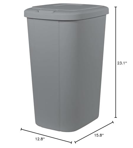 FGriD 13.3 Gallon Trash Can, Plastic Touch Top Kitchen Trash Can, Grey