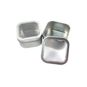 Shirin Packaging Metal Tin Containers for Mint Storage Metal Tins With Lids Tin Boxes Small Metal Box Lid 15/1, storage container square 2.6" x 2.6" x 1.6" Bead Organiser, Treasure Box Silver