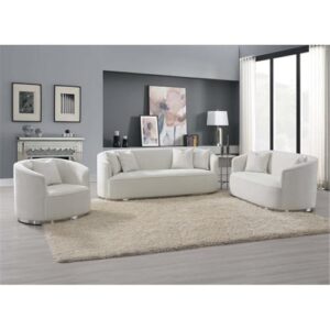 Acme Furniture Odette Upholstered Chenille Loveseat with 2 Pillows in Beige